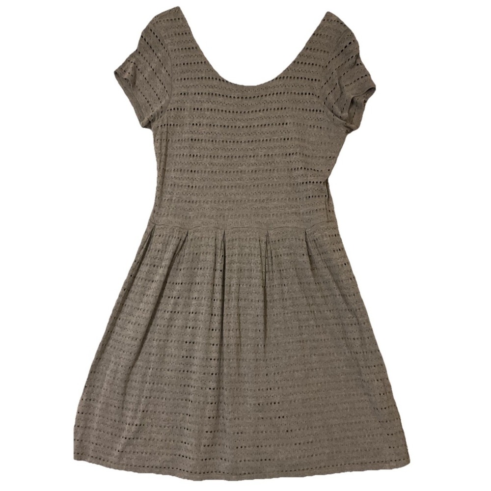 Relativity‎ Short Sleeve Gray Eyelet Fit N Flare Dress Size XL